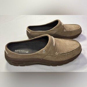 Sperry Top-Sider Women’s Boat Shoe Mules Slip-On Tan Suede - 8 - NWOT